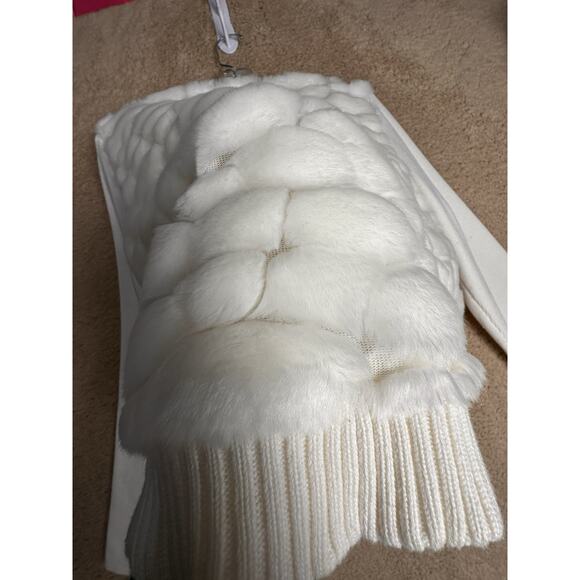 Y2K Lisa International Faux Fur Bubble Cardigan Sweater Ivory Sz S Apres Ski EC - Picture 8 of 16